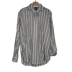 Thomas Dean‎ Striped Button Down Shirt Long Sleeve Pima Cotton Casual L